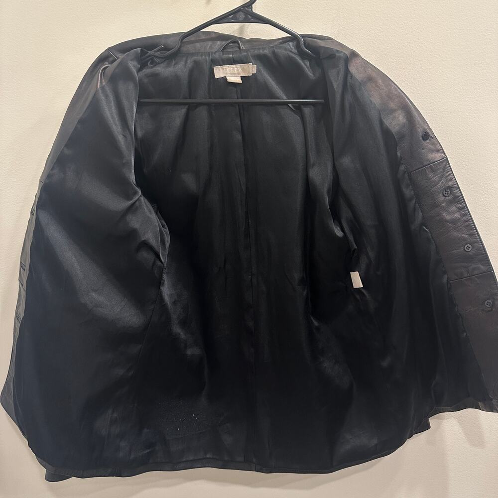 Vintage Y2K J. Crew Black Leather Shacket Minimalist Preppy Heritage Old‎ Money - Picture 3 of 16